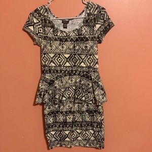 Grey and Cream Fitted Dress